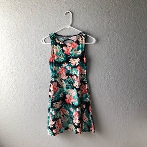 Tropical/Floral, Pink Fit & Flare Dress, XS